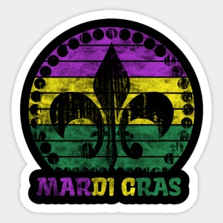 Mardi Gras Fleur De Lis Retro Sunset Sticker